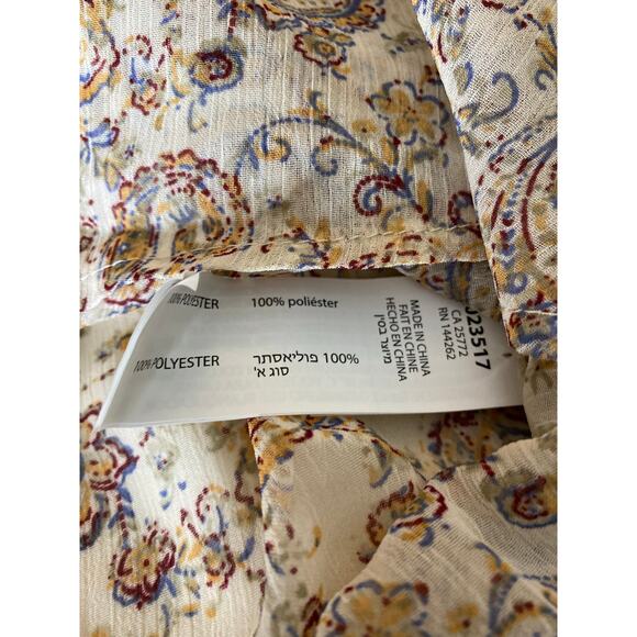 Dex Black Tape Women's Long Sleeve Tie-Front Paisley Trapeze Top - Picture 7 of 8